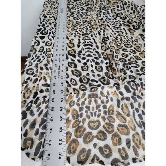 Kyla Seo Womens Leopard Print Button-Up Tunic Dress/Top Large Long Sleeve Brown - Picture 9 of 9